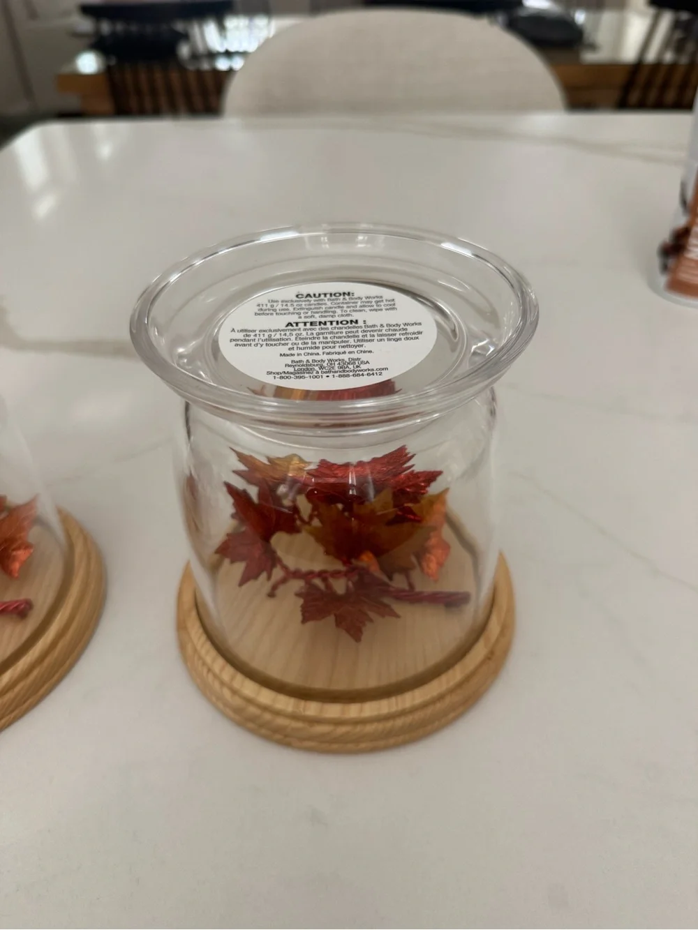 Set of 2 Glass Fall Leaf Decorative Candle Holders - bath and body works